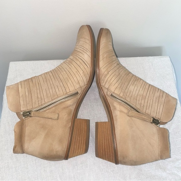Paul Green Beige Ankle Shasta Nubuck Booties Suede Double Zip Size 7 - Picture 2 of 7